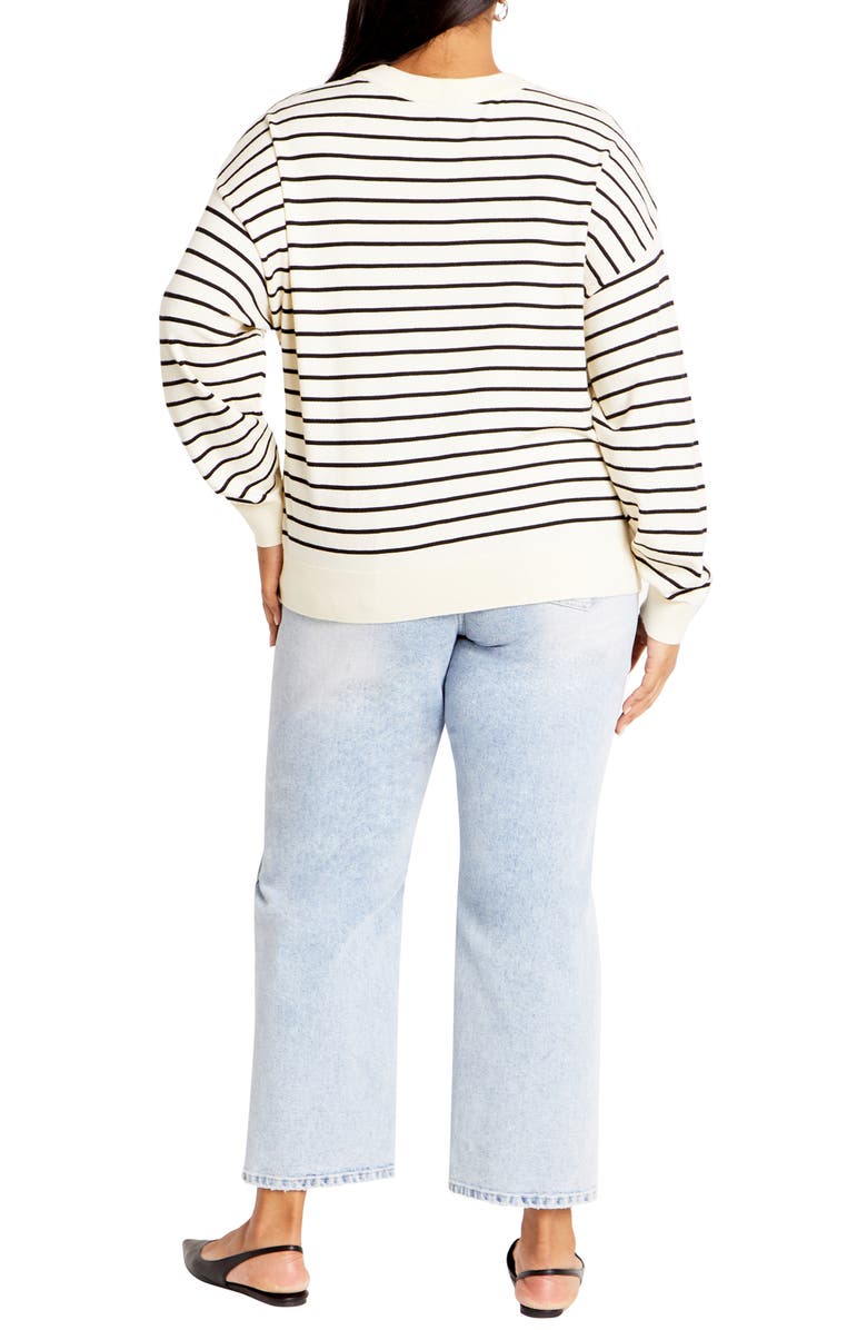 City Chic Lilia Stripe High-Low Sweater, Alternate, color, Cream Stripe