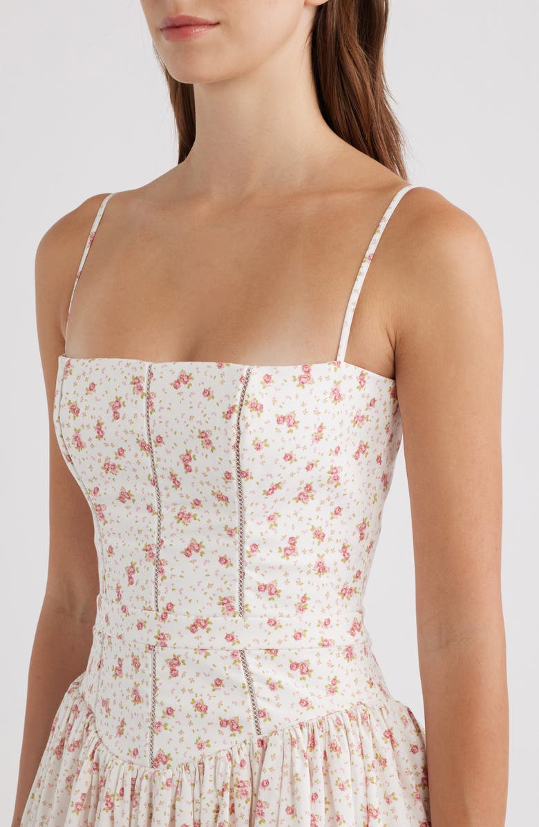 HOUSE OF CB Ysabella Floral Stretch Cotton Maxi Sundress, Alternate, color, White Rose Floral
