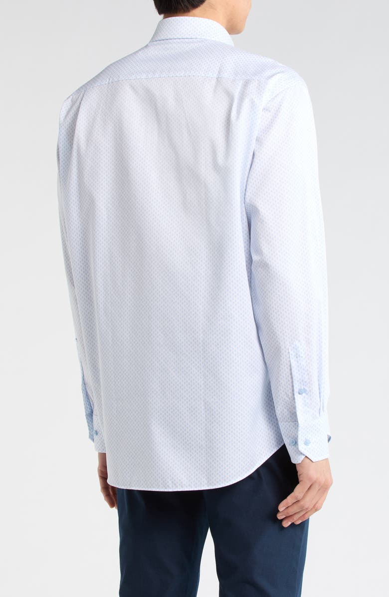 David Donahue Neat Print Sport Shirt, Alternate, color, White/ Sky