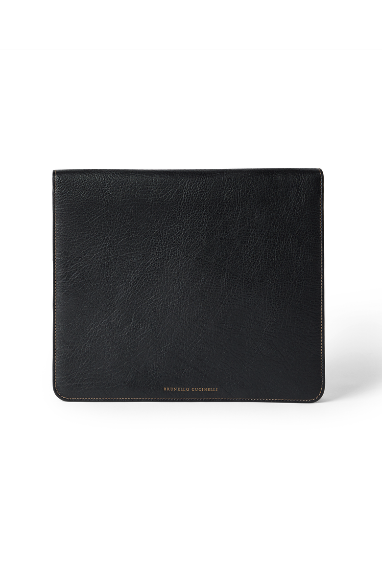 Brunello Cucinelli Grained calfskin document holder, Main, color, Black