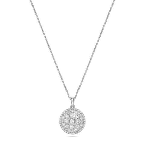 Pavé Circle Diamond Cluster Pendant Necklace in 14K White Gold