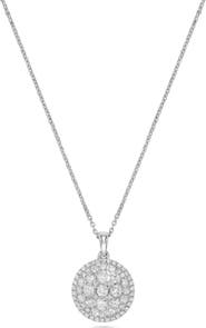 Ancona Fine Jewelry Pavé Circle Diamond Cluster Pendant Necklace in 14K White Gold