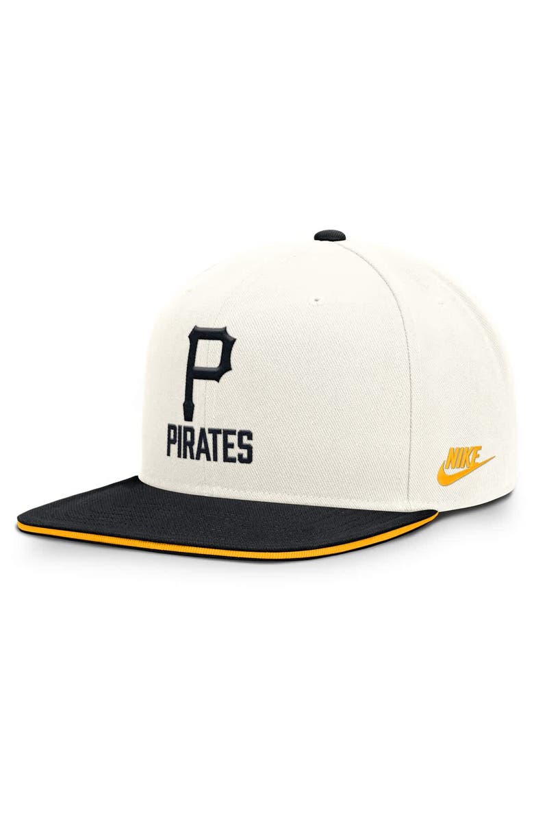 Nike Men's Nike Cream/Black Pittsburgh Pirates Cooperstown Pro Dri-FIT Snapback Hat, Main, color, Cream