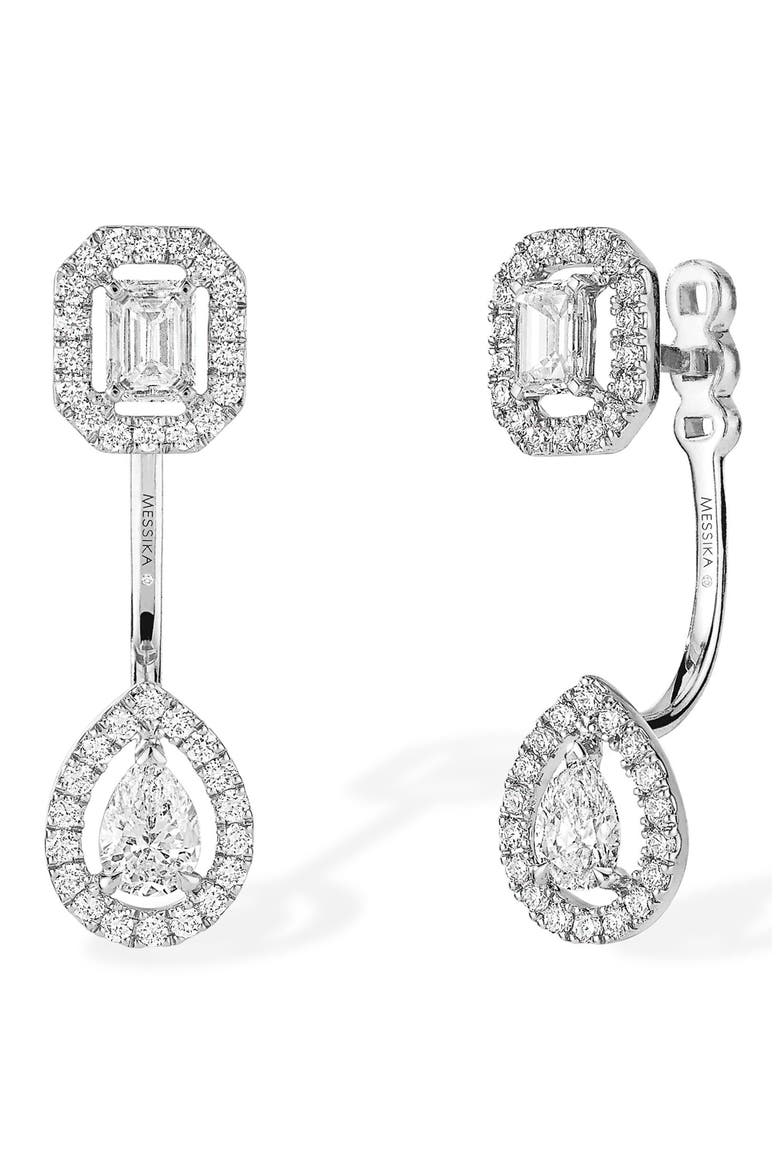 My Twin Diamond Ear Jackets, Main, color, WHITE GOLD