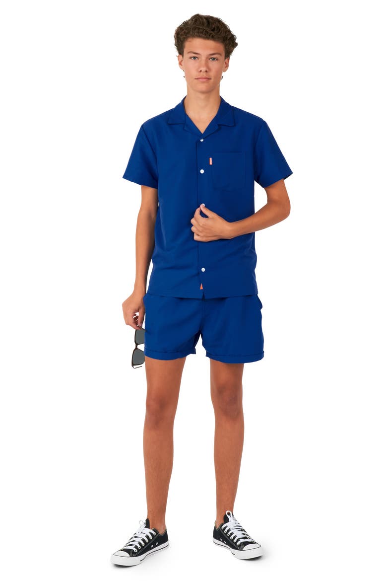 Kids' Navy Royale Camp Shirt & Shorts Set, Main, color, NAVY