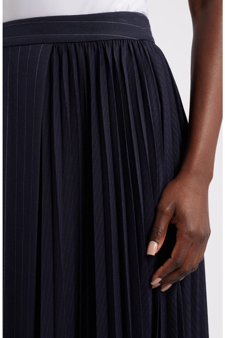 House of Aama Dandy Pleated Skirt, Alternate, color, NAVY- IVORY BRUMMELL PINSTRIPE