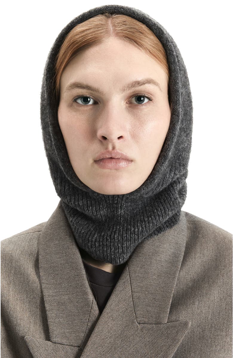 HYER GOODS Upcycled Merino Wool Ribbed Balaclava, Alternate, color, Charcoal Grey