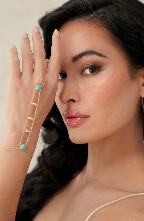 Ettika Reconstituted Turquoise Solstice Hand Chain In Gold
