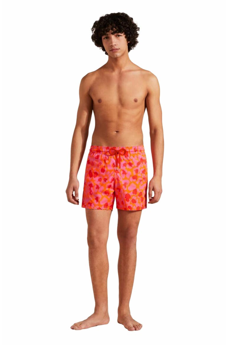 Men's New Leopard Stretch Swim Trunks, Main, color, ABRICOT