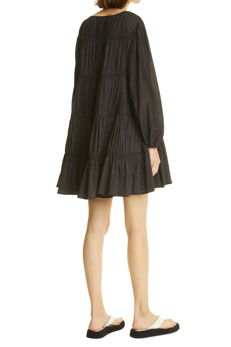 Siddal Tiered Long Sleeve Minidress, Alternate, color, BLACK