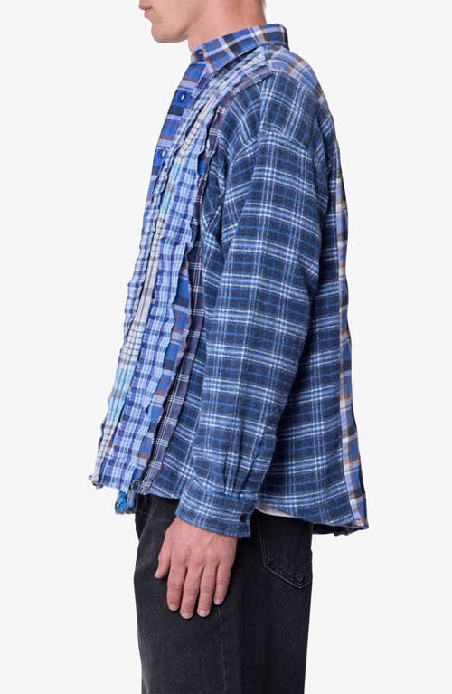 Mnml Patchwork Plaid Shirt In Blue
