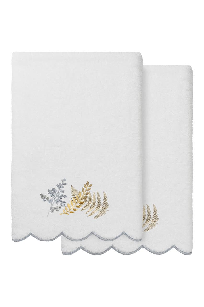 Fern Toss Scallop 2-Piece Bath Towel Set, Main, color, WHITE/ GRAY