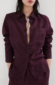 MANGO Linen Button-Up Shirt