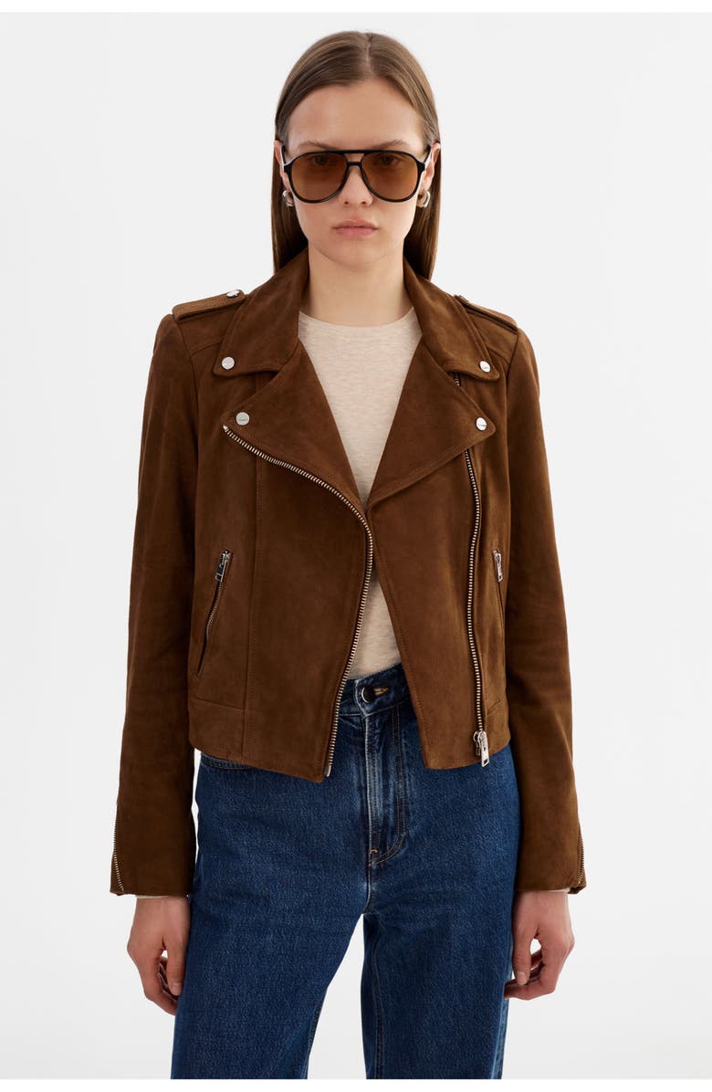 LAMARQUE Donna S | Suede Biker Jacket, Alternate, color, Brown