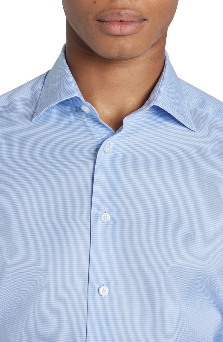 Jack Victor Josiah Giza Houndstooth Cotton Dress Shirt, Alternate, color, Blue