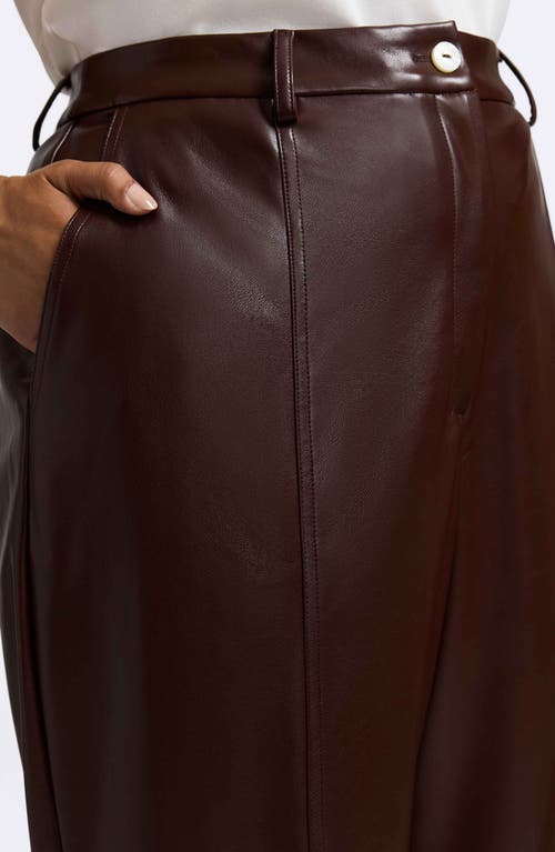 Foxcroft Ciara Wide Leg Faux Leather Pants In Brown
