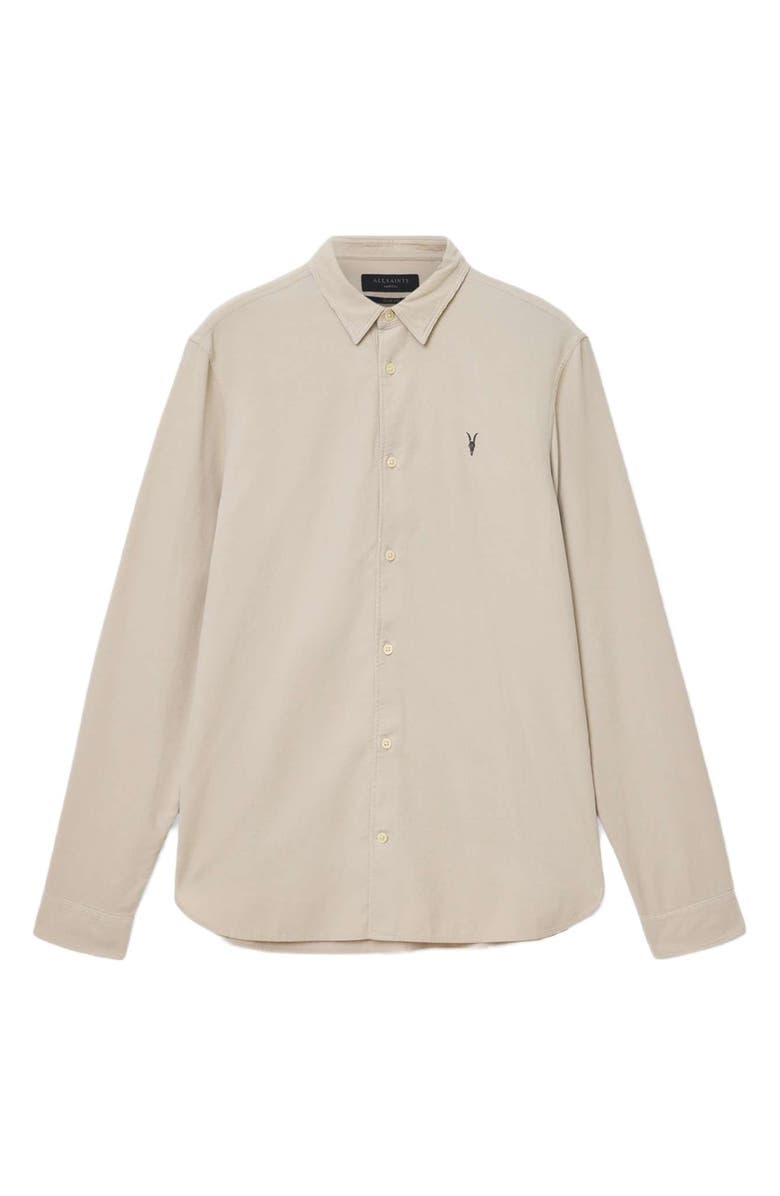 AllSaints Birchwood Fine Wale Corduroy Button-Up Shirt, Main, color, Moon Grey
