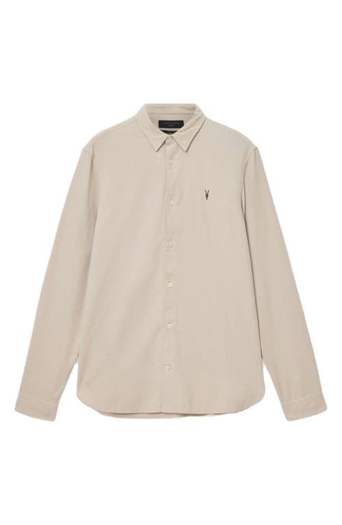 Allsaints Hawthorne Solid Stretch Cotton Button-up Shirt In Neutral