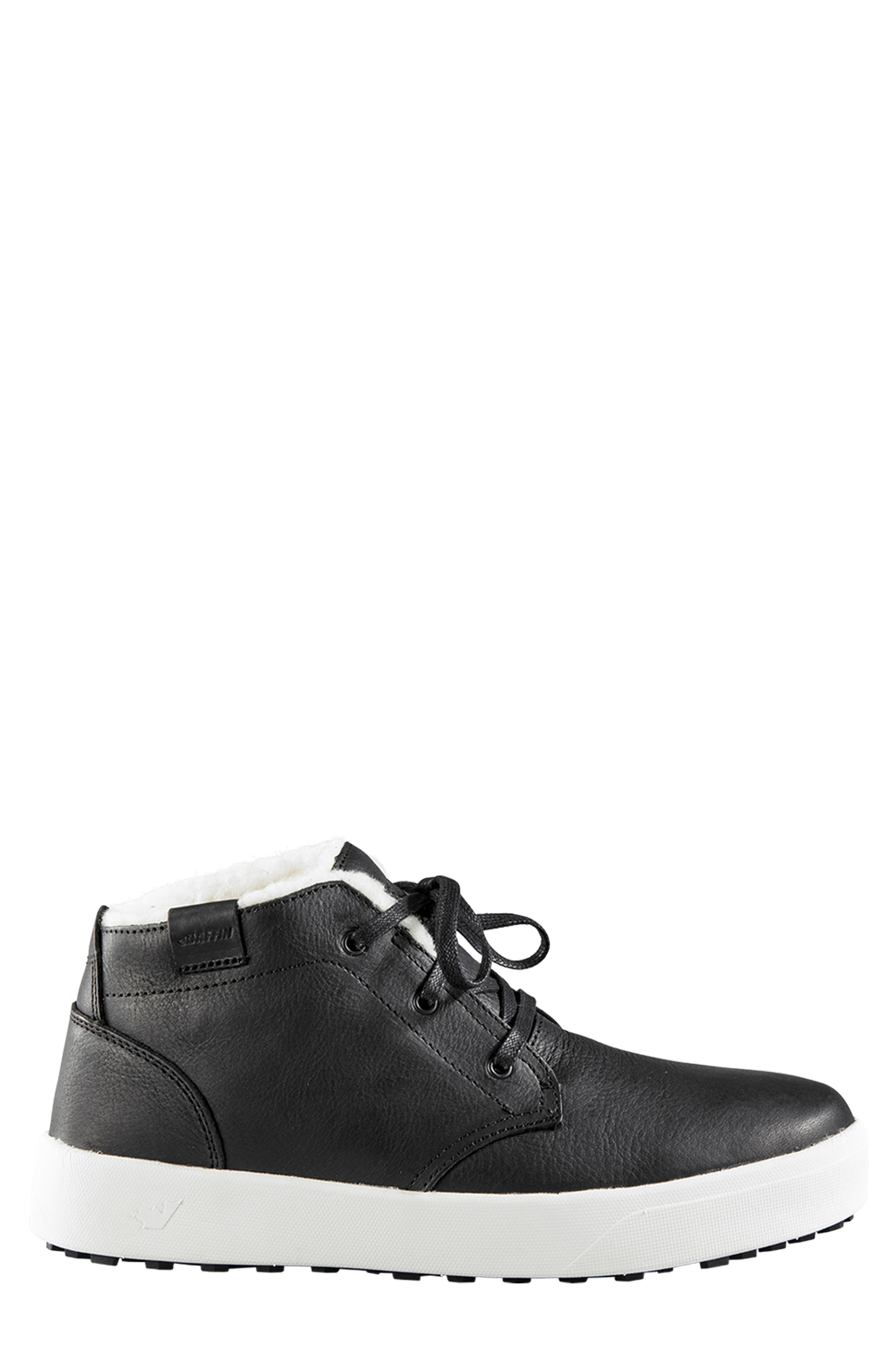 Distillery Waterproof Faux Shearling Lined Chukka Boot, Alternate, color, BLACK
