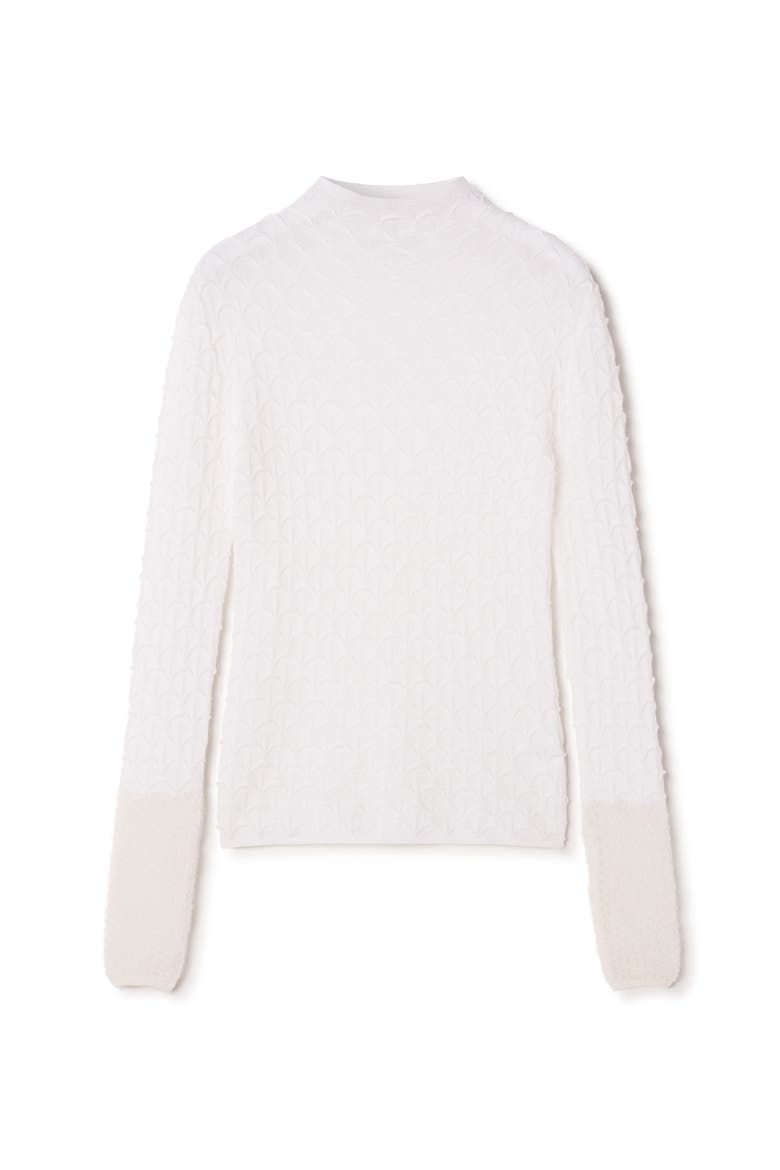 High-Neck Top In Wool And Mohair, Alternate, color, Moon