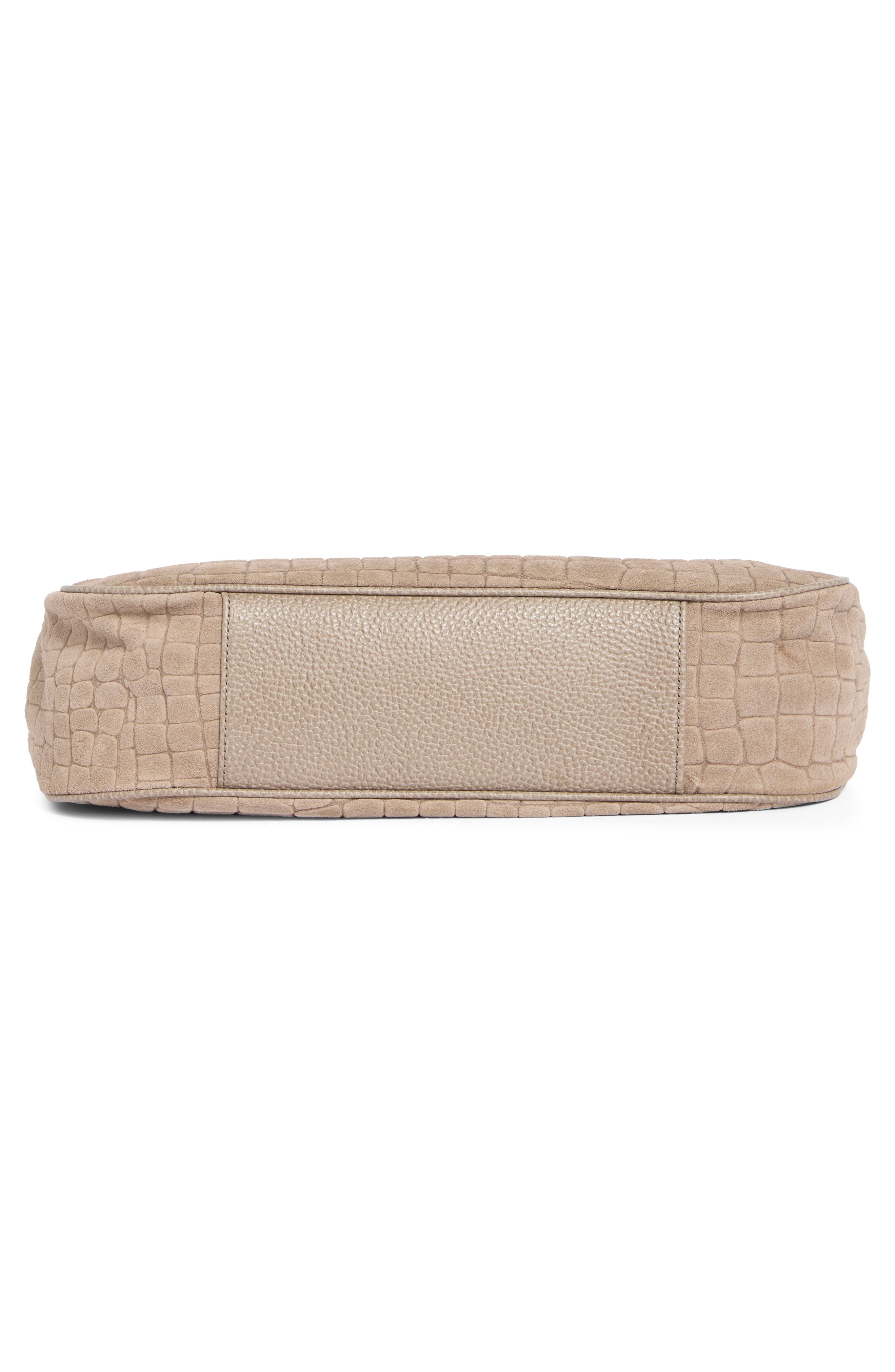 Jolene Croc Embossed Leather Shoulder Bag, Alternate, color, WARM GRAY BEDROCK