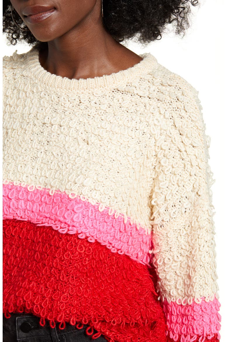 Bold Stripe Sweater, Alternate, color, IVORY/ PINK/ RED