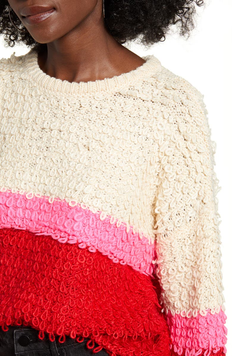 Woven Heart Bold Stripe Sweater, Alternate, color, 