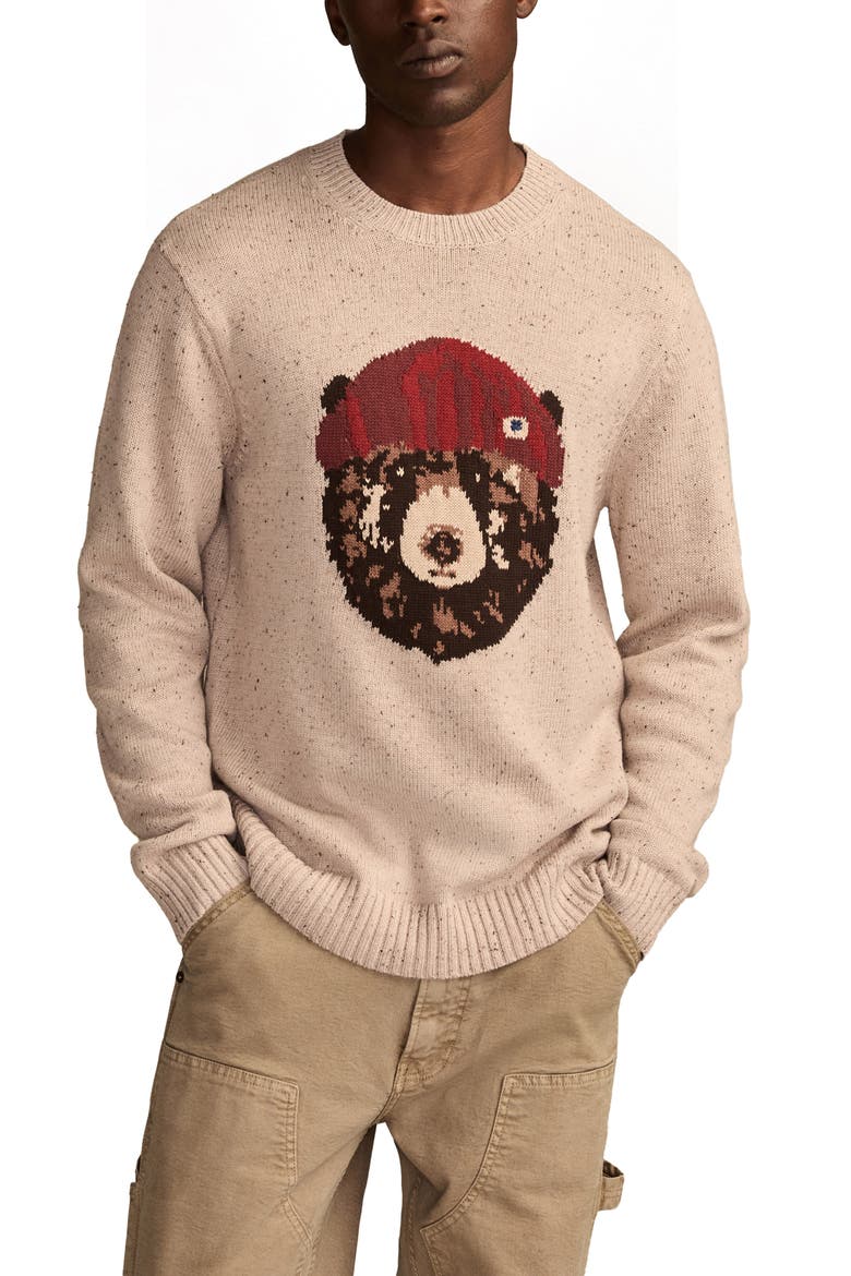 Intarsia Bear Sweater, Main, color, GRAY MORN
