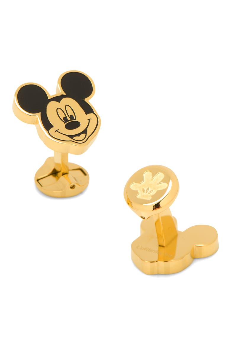 Disney Mickey Mouse Cuff Links, Alternate, color, GOLD