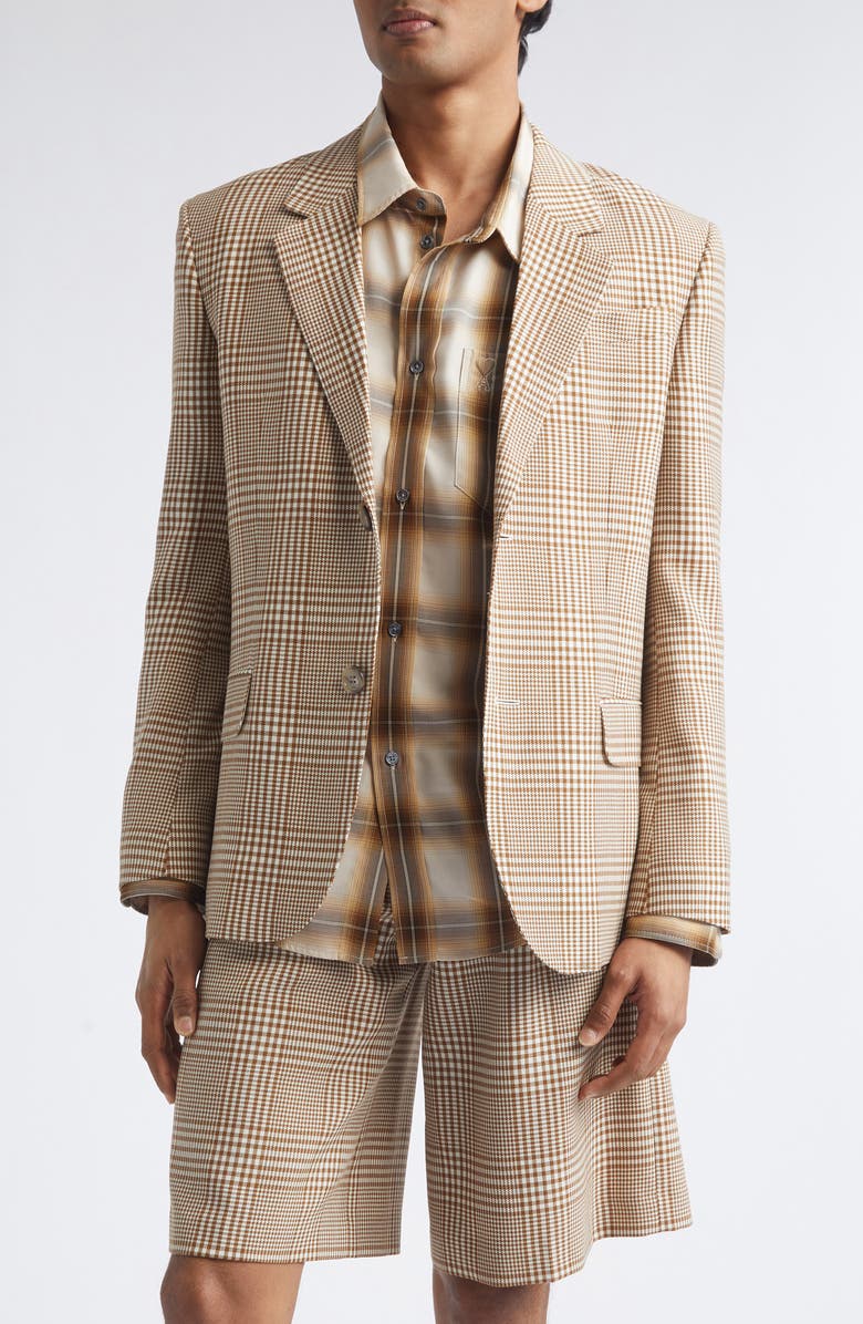 AMI PARIS Prince of Wales Plaid Virgin Wool Twill Jacket, Main, color,