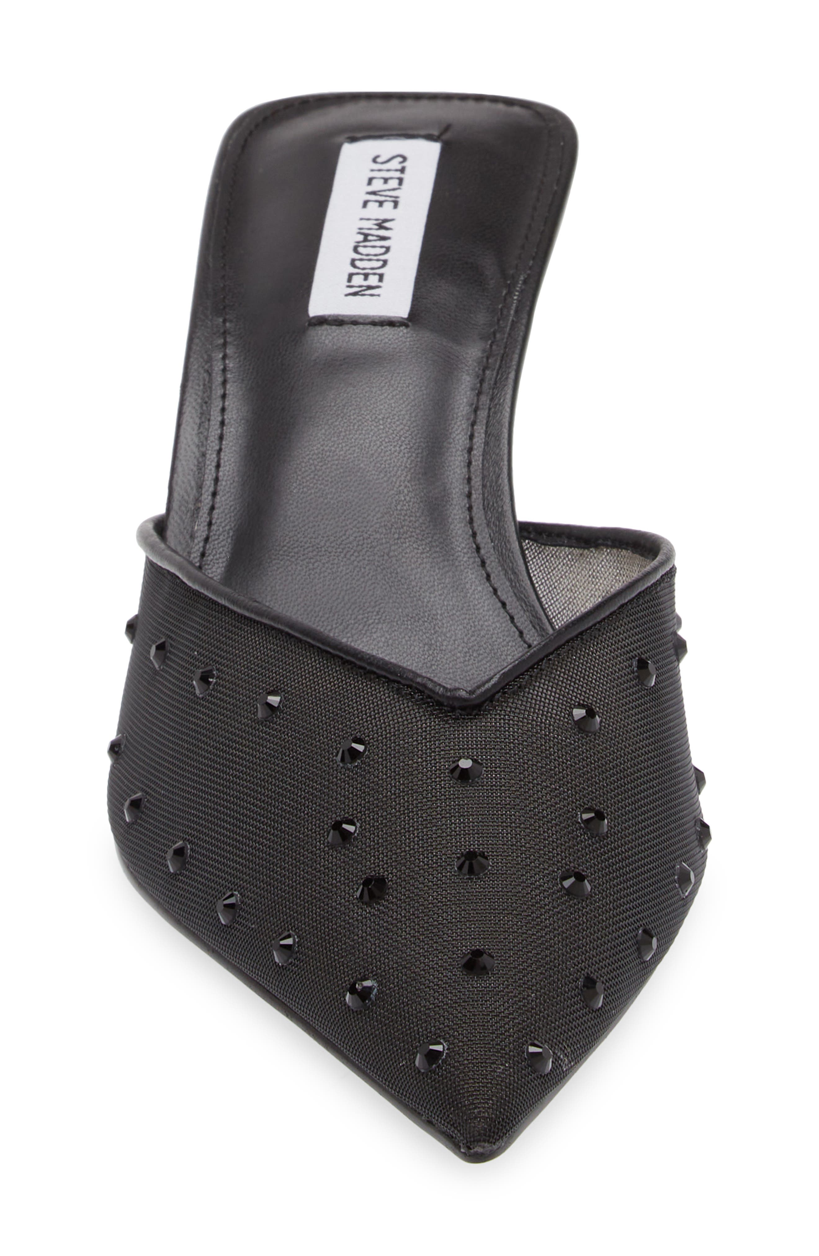 Mod Crystal Embellished Mesh Pointy Toe Mule, Alternate, color, BLACK