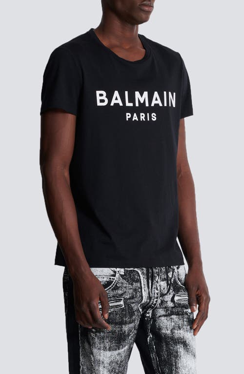 Shop Balmain Logo Graphic T-shirt In Eab Black/white