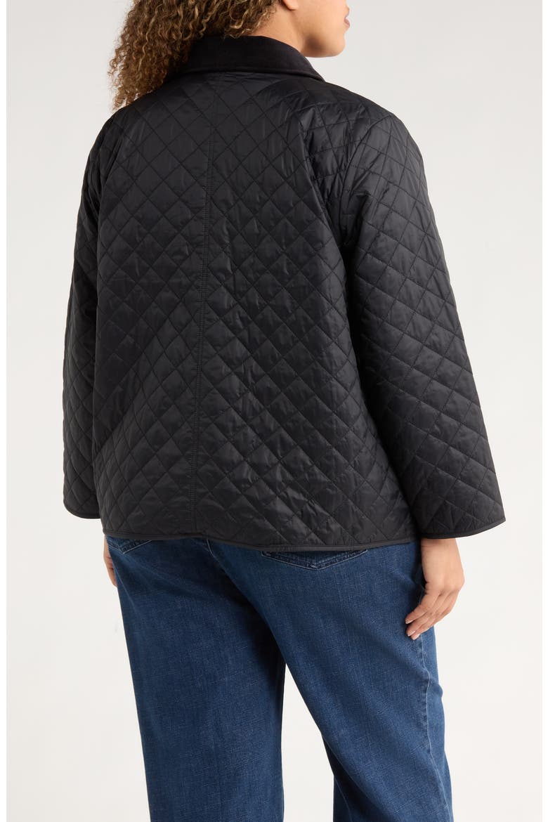 Corduroy Collar Quilted Jacket, Alternate, color, BLACK