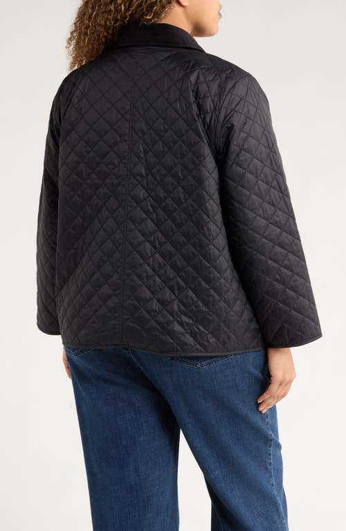Eileen Fisher Corduroy Collar Quilted Jacket In Black