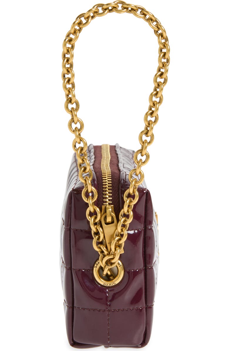 Saint Laurent Cassandre Bijou Matelassé Carré Leather Wristlet, Alternate, color, Dark Red Wine