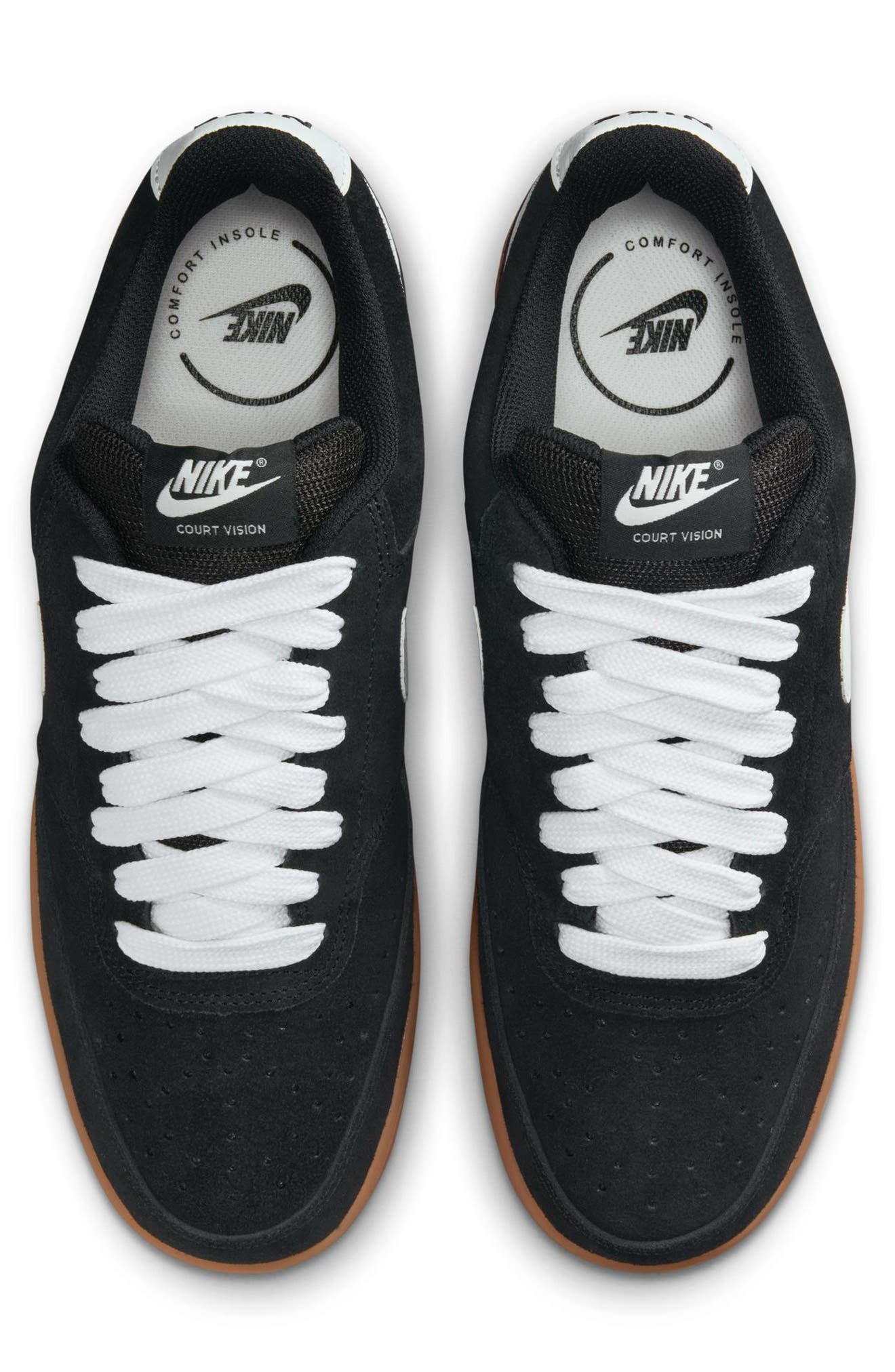 Nike Court Vision Low Sneaker, Alternate, color, Black/ Gum Med Brown