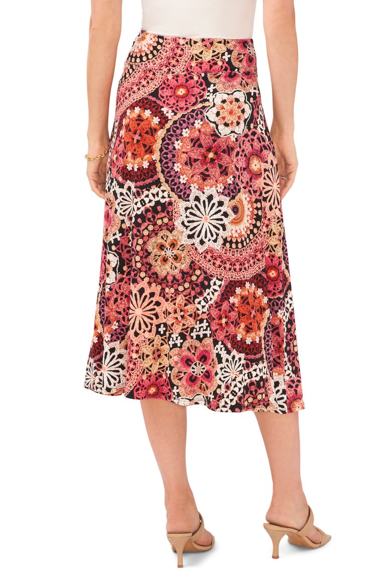Floral Midi Skirt, Alternate, color, BLACK/ BERRY/ MAUVE