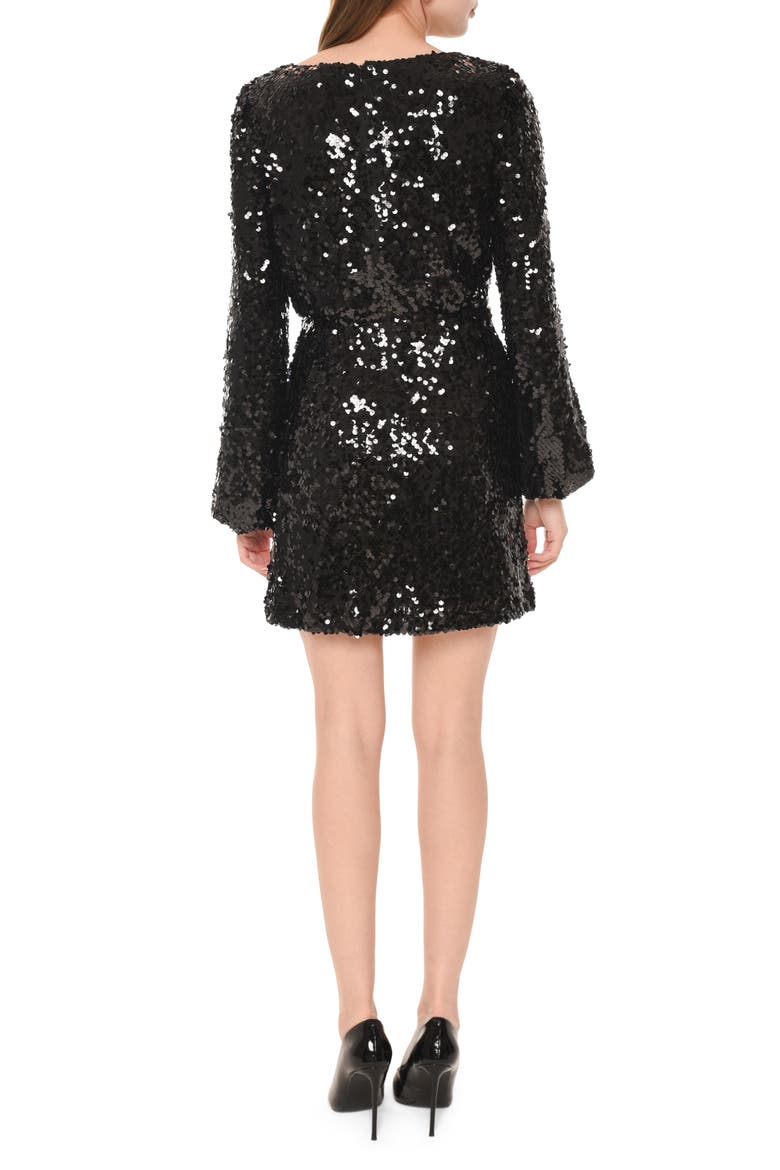 Carrie Long Sleeve Sequin Minidress, Alternate, color, BLACK SEQUIN