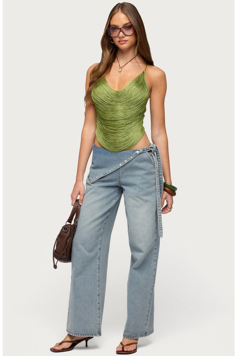 Elenie Fringe Crop Camisole, Alternate, color, GREEN