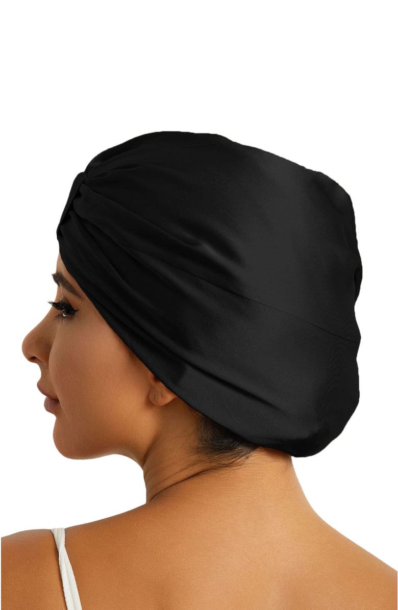 SILKSILKY Pure Silk Double Layer Night Bonnet, Alternate, color, Black