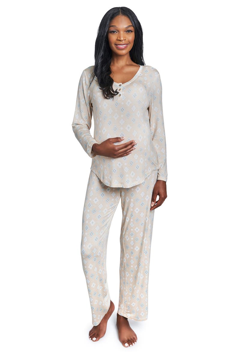 Laina Jersey Long Sleeve Maternity/Nursing Pajamas, Main, color, MOSAIC