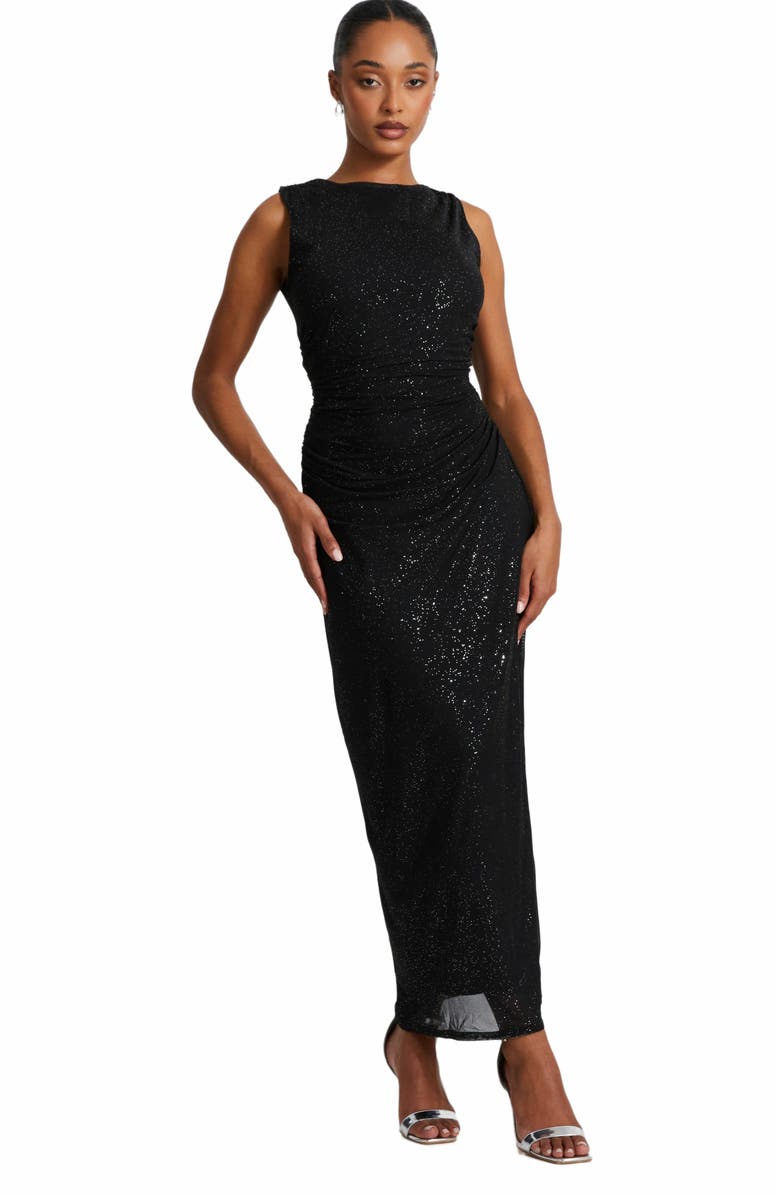 QUIZ Glitter Sleeveless Midi Dress, Main, color, 