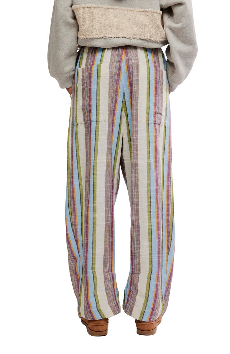 Free People Chambers Stripe Drawstring Linen & Cotton Pants, Alternate, color, Ivory Combo