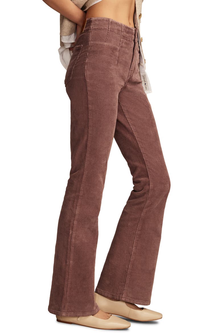 Stevie Seamed High Waist Corduroy Flare Pants, Alternate, color, HUCKLEBERRY