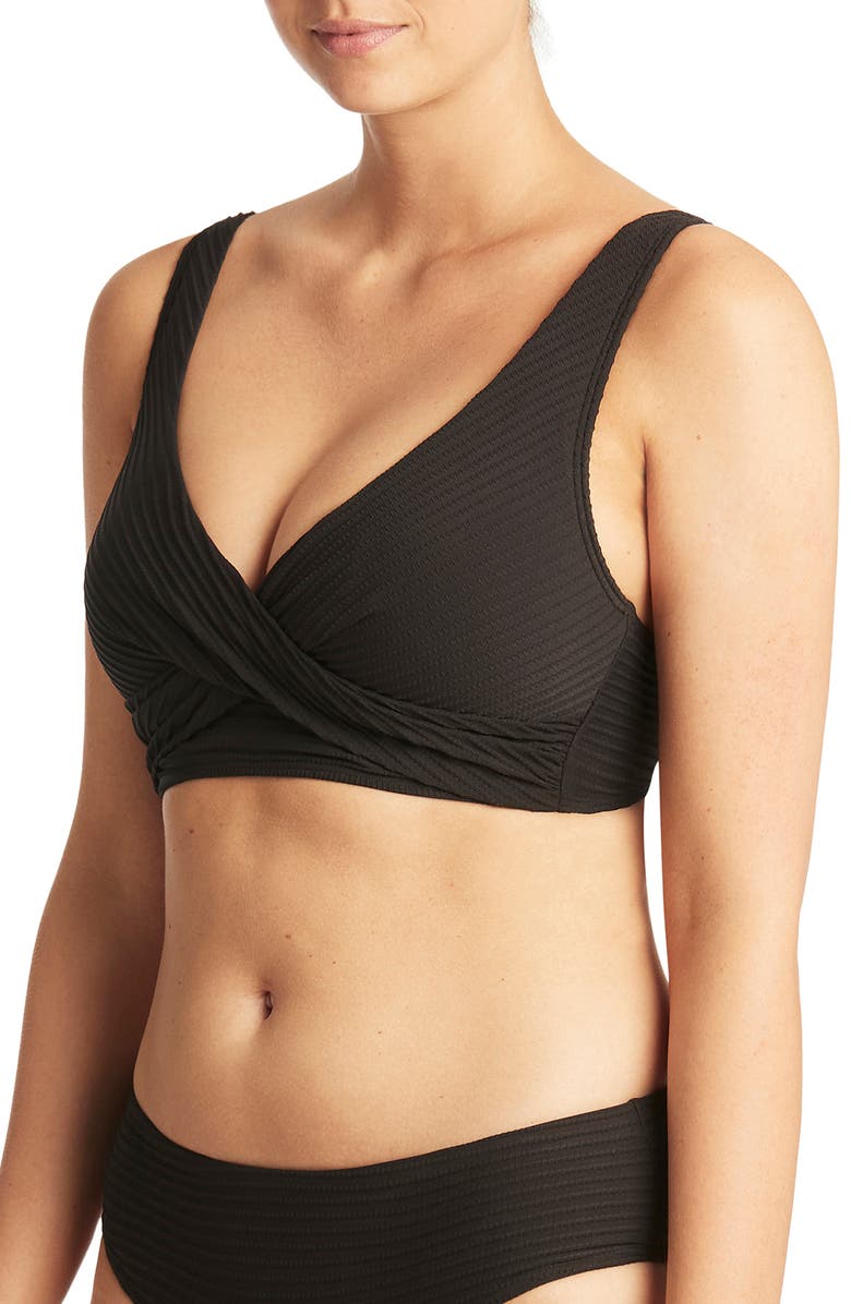 Sea Level Cross Front Multifit Bikini Top, Alternate, color, 