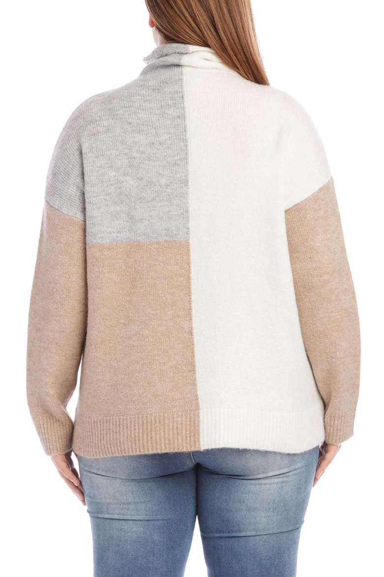 Colorblock Funnel Sweater, Alternate, color, BEIGE MULTI COLOR