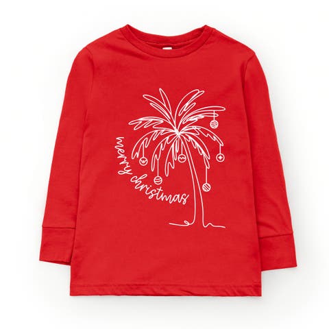 Merry Christmas Palm Tree Long Sleeve T-shirt (little Kid & Big Kid)