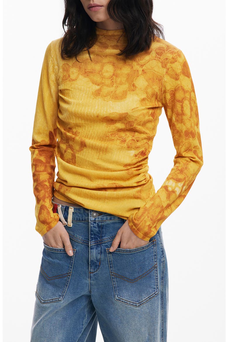 Funnel Neck Printed Sweater, Main, color, YELLOW