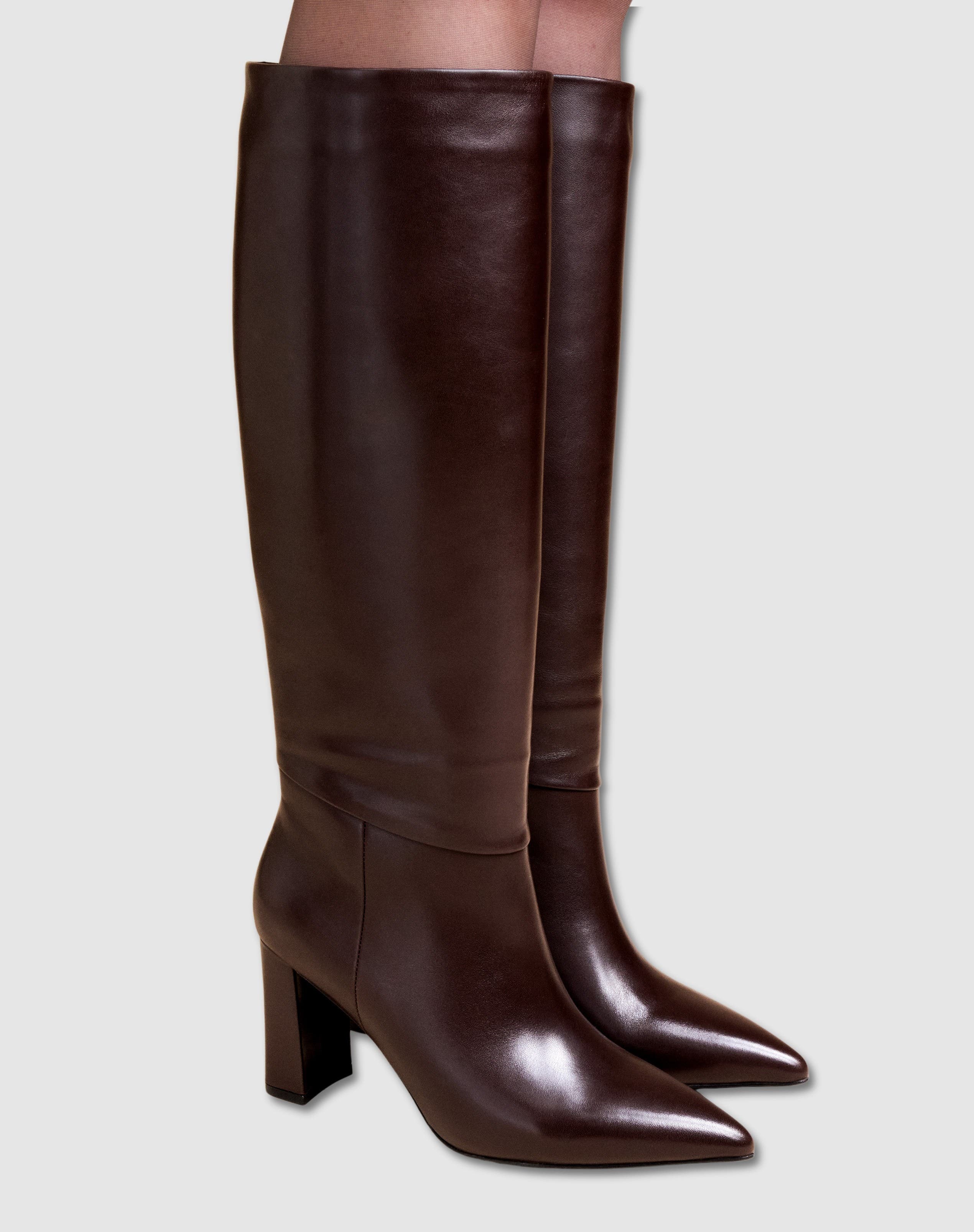 Tracey Wide Heel Long Boots, Alternate, color, CHOCOLATE