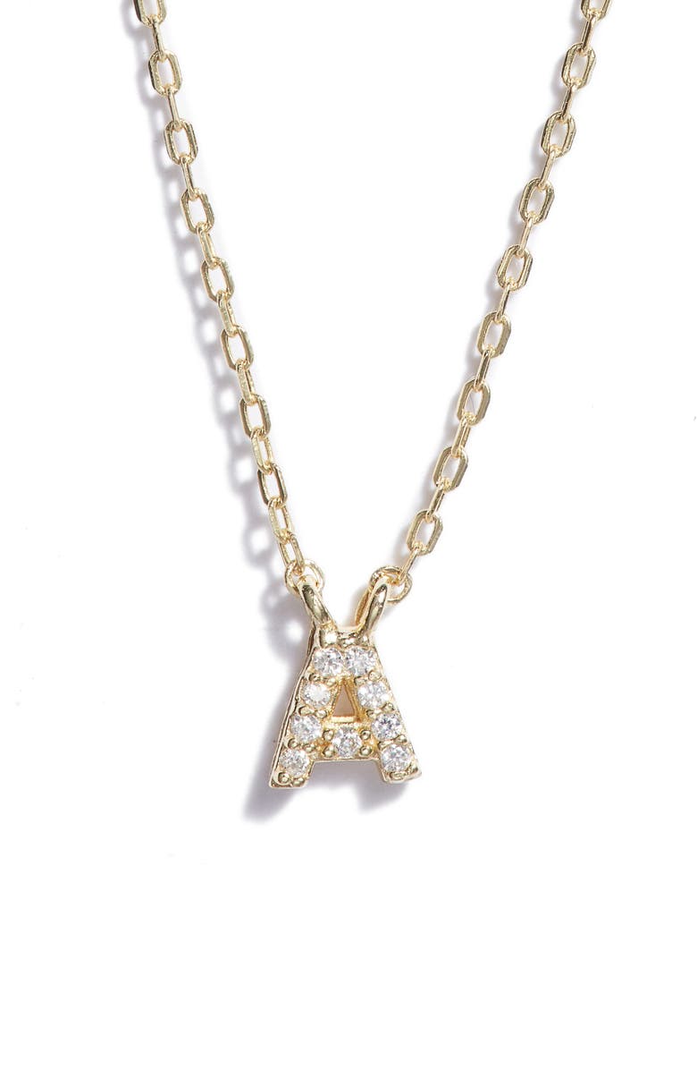 Melinda Maria Pavé Itty Bitty Initial Pendant, Main, color, 